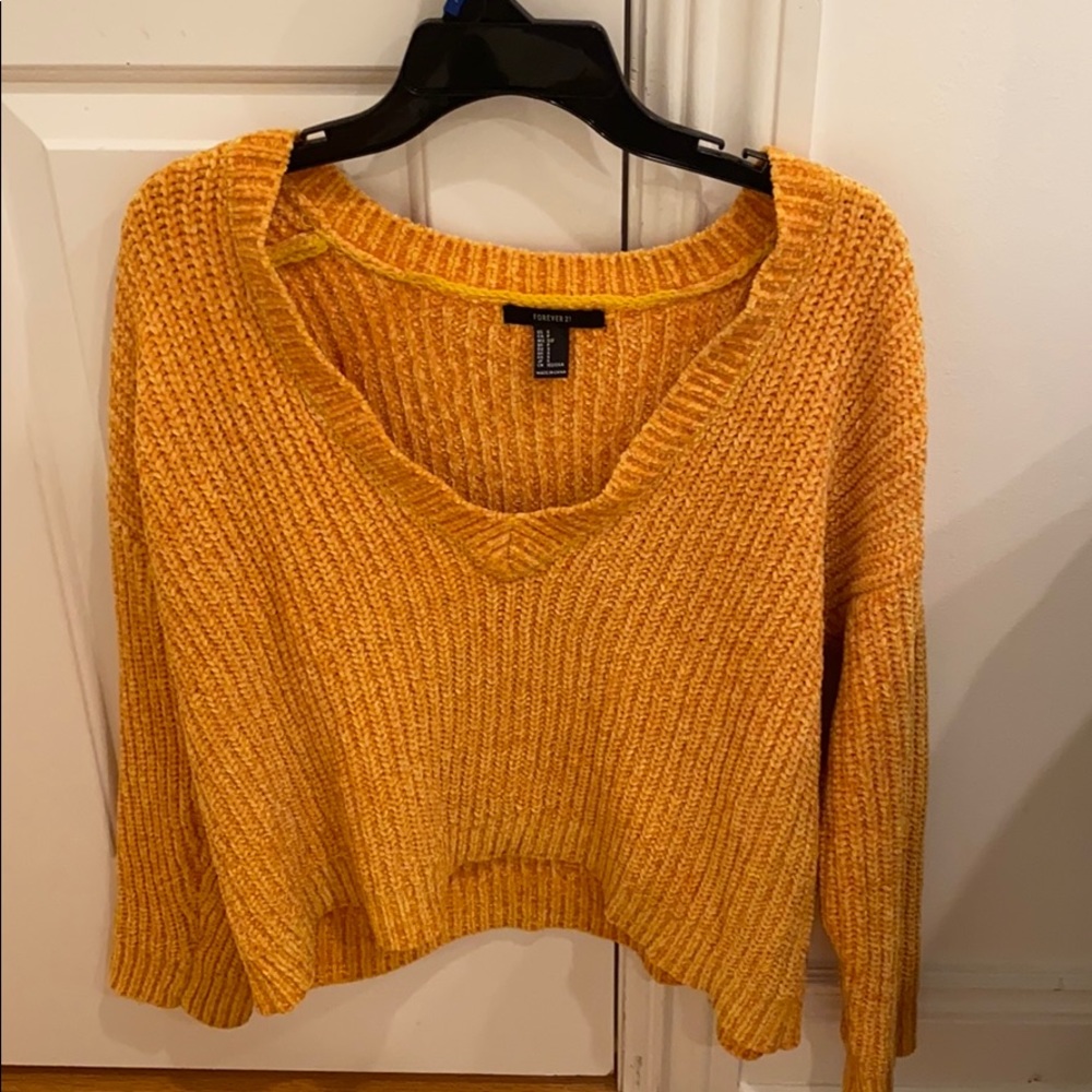 Forever 21 yellow v neck sweater